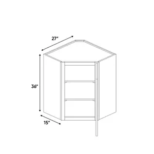 Slim Shaker White - 27 Inch Diagonal Corner Wall Cabinet - 27" Width x 36" Height x 15" Depth