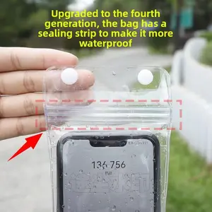 New high-transparency mobile phone waterproof bag for takeaway riders, rechargeable and touch-screen rainproof bag level 8 Organiser Pouch Smooth