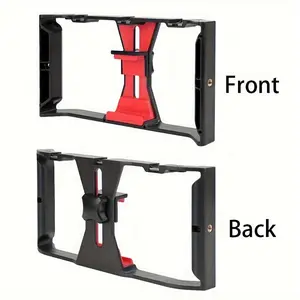 Handheld Stabilizer with Microphone Stand, Multifunctional Handheld Stabilizer with 3 Cold Shoe & Multiple 1/4" Expansion Ports for Live Streaming and Photography, Camera, Camera Gimbal Stabilizer