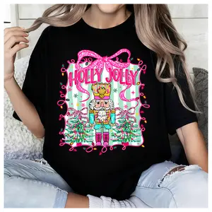 Delivered after Christmas-Holly Jolly Christmas T-Shirt, Nutcracker Coquette 100% Cotton Christmas Festive Tee, Colorful And Whimsical Design Xmas Shirt