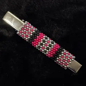 Native Made Beaded Alligator Clip Barrette - Peyote Stitch with Colorful Beads and Metal Clip