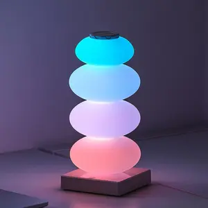 RGB Touch Table Lamp, Rgb Lights, Color Changing Night Light Candy Gourd Design, Rechargeable Bedroom Desk Ambient Light, Small Bedside Lamp for Bedroom Living Room Home Decor, Home Decor Lighting