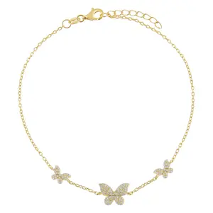 Pavé Triple Butterfly Anklet
