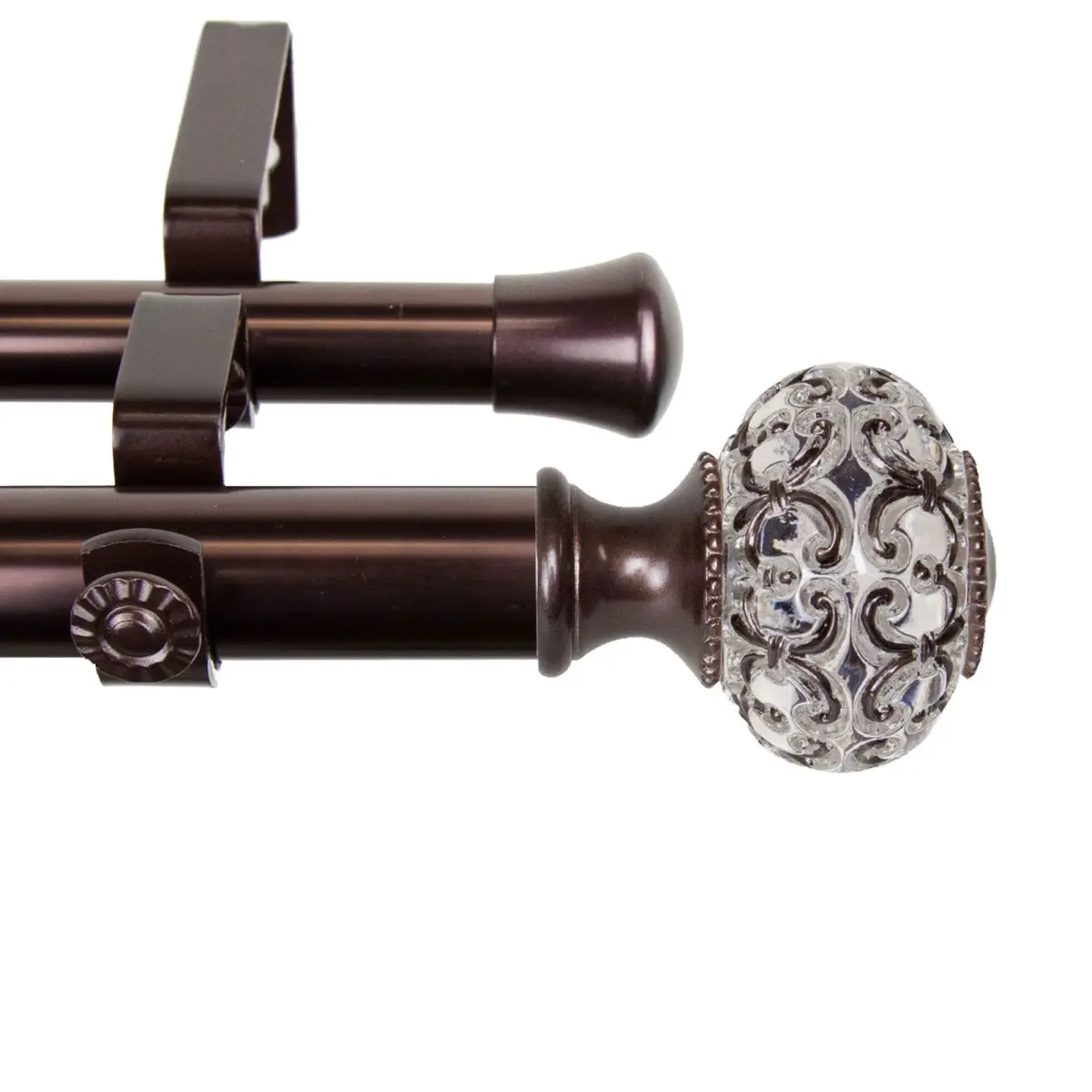 1 inch Bailey Double Curtain Rod - Bronze, 66-120 in, 6.45 lbs, Durable Decorative Metal Rods with Sturdy Build for Home Window Dressing, All-Metal Curtain Poles & Tracks, Metal Build