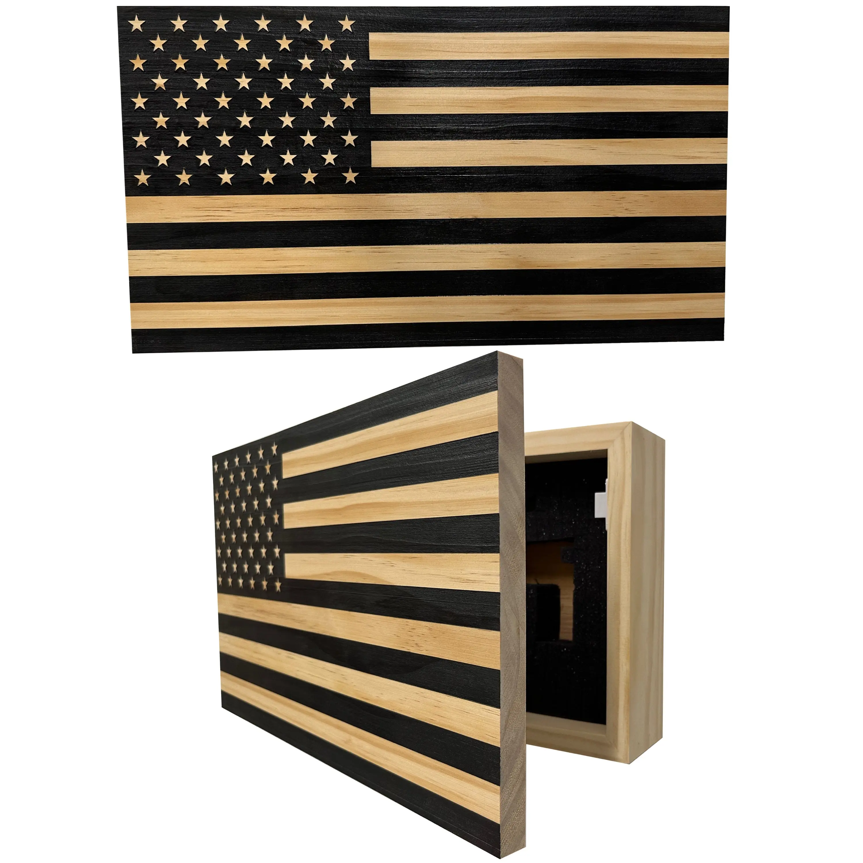 American Flag Decorative & Secure Wall-Mounted Gun Cabinet (Carbon Gray ...