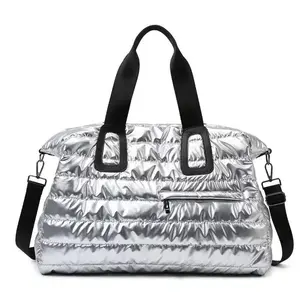 Solid Color Polyester Tote Bag, Zipper Closure Large Capacity Travel Gym Crossbody Bag, Fashionable and Simple Back to School Camping Hiking Carry on Luggage