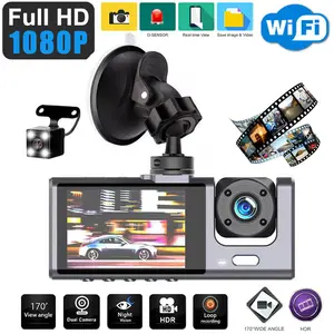 Full HD 1080P Dual-Lens Dash Cam with Front and Interior View, Parking Assistance, Night Vision, and WiFi (Memory Card Not Included, 2 Lenses)