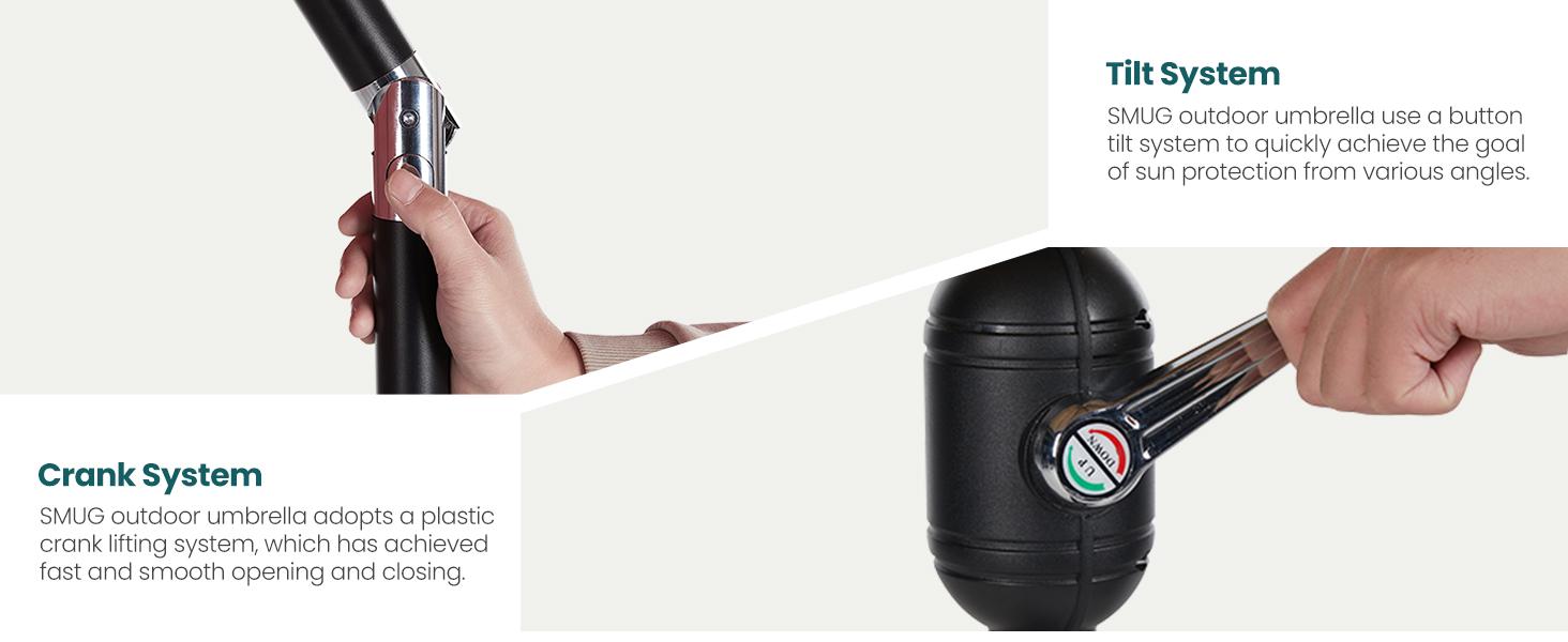 9.8FT Offset Patio Umbrella Hanging Cantilever Umbrella - Outdoor Sun Shade with Easy Tilt Adjustment, 8 Ribs, UV Protection