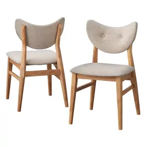 Lifestorey Set of 2 Raylen Mid Century Modern Dining Chairs Natural