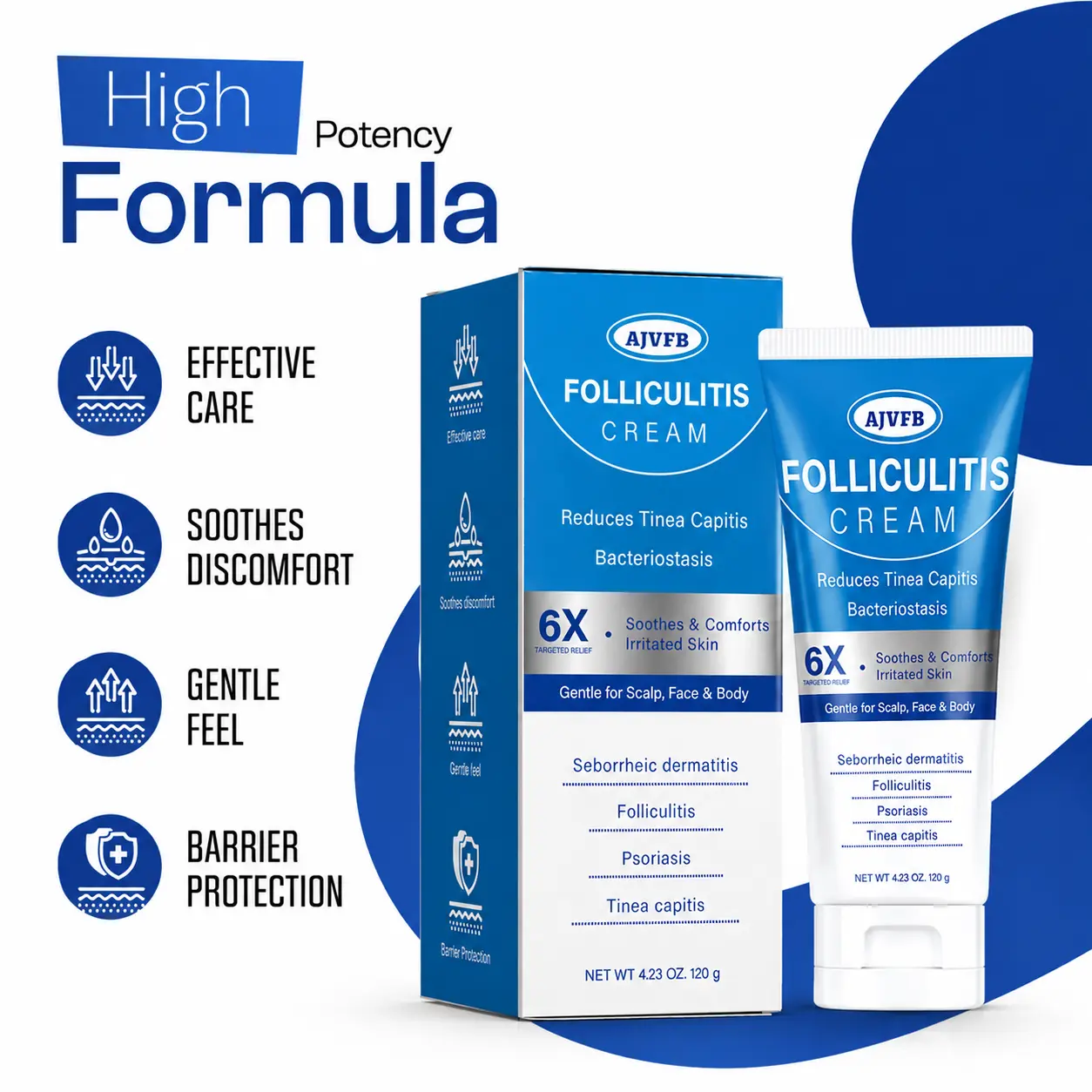 AJVFB Folliculitis Cream 120g – Plant-Based Alcohol-Free Skin Moisturizer for Scalp, Face & Body – Soothes Folliculitis, Keratosis Pilaris & Rough Bumpy Skin – Helps Relieve Irritation, Dryness & Supports Healthy Hair Follicles