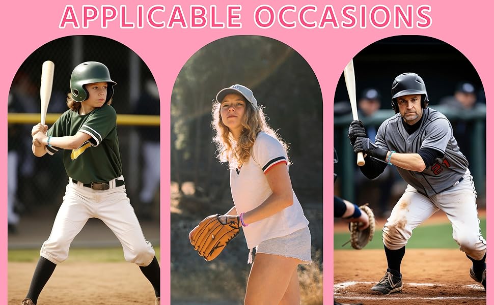 36 Pcs Baseball Softball Silicone Wristbands Set Sports Team Spirit Bracelets for Summer Party Game Day Favor Gift