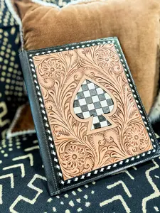 “Bet On Yourself” Tooled Leather Cowhide Padfolio | Western Business Folio