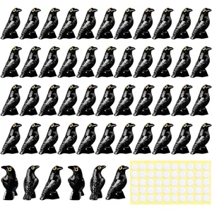 50PCS Mini Resin Crows Figurines Halloween Miniatures Animals Raven Bird Statue to Hide Tiny Black Gothic Crows Statue for Micro Landscape Garden Party Favors Halloween Scene Decor (Mini Resin Crows)