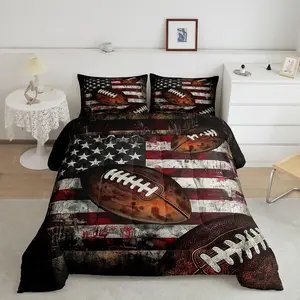 Football Designer Comforter Set,Full Size American Flag Comforter,Rugby Gaming Sports Luxury Bedding Set,Sports Theme Breathable Quilt Set