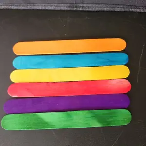 Laser Engraved Colored Popsicle Sticks Jumbo - Assorted Colors Orange, Blue, Yellow, Red, Purple & Green - Personalized Design for Creative Treats Set of 6