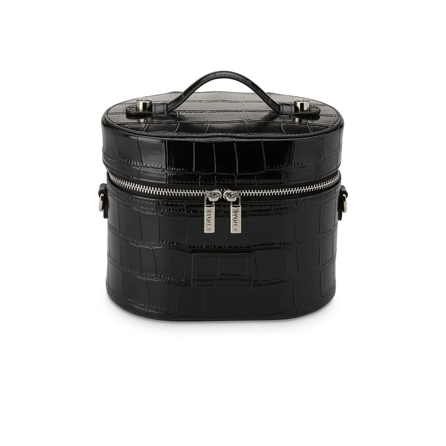 ETOILE COLLECTIVE Oval Toiletry Case in Noir Croc