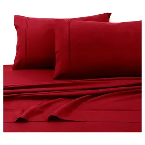Microfiber Solid Deep Pocket Sheet Set (Queen) Deep Red 110 GSM - Tribeca Living