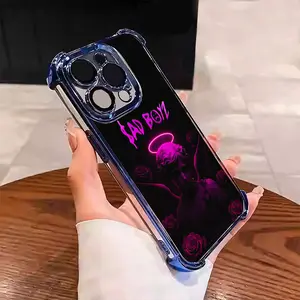 SAD BOYZ Sad Angel Creative Pattern Dark style Suitable for Aesthetic Electroplated TPU Casing For iphone 17 16 15 14 13 12 11 X PRO PLUS MAX AIR Samsung S25 S24 S23 Four Corners Anti-Fall Transparent Casual Soft Silicone Phone Cases Perfect Gift  L1787