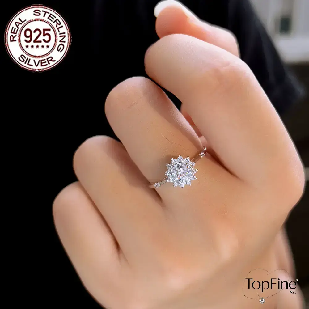 5A Grade Cubic Zirconia Sparkling Eternity Flower Shape Solid 925 Sterling Silver Wedding, Party & Engagement Ring For Women, Fine Bridal Jewelry Gift Valentines 5A Grade Cubic Zirconia Sparkling Eternity Flower Shape Solid 925 Sterling Silver Wedding, Party & Engagement Ring For Women, Fine Bridal Jewelry Gift Valentines