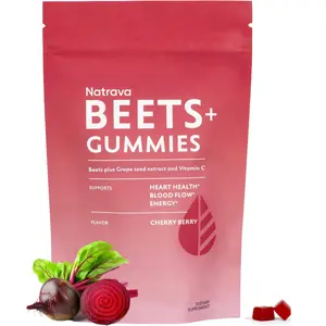 Beets+ Gummies - Premium Beet Root Powder, Grape Seed Extract and Vitamin C - Supports Healthy Blood Pressure and Heart Health - Low Sugar Nitric Oxide and Circulation Supplement - 50 Gummies