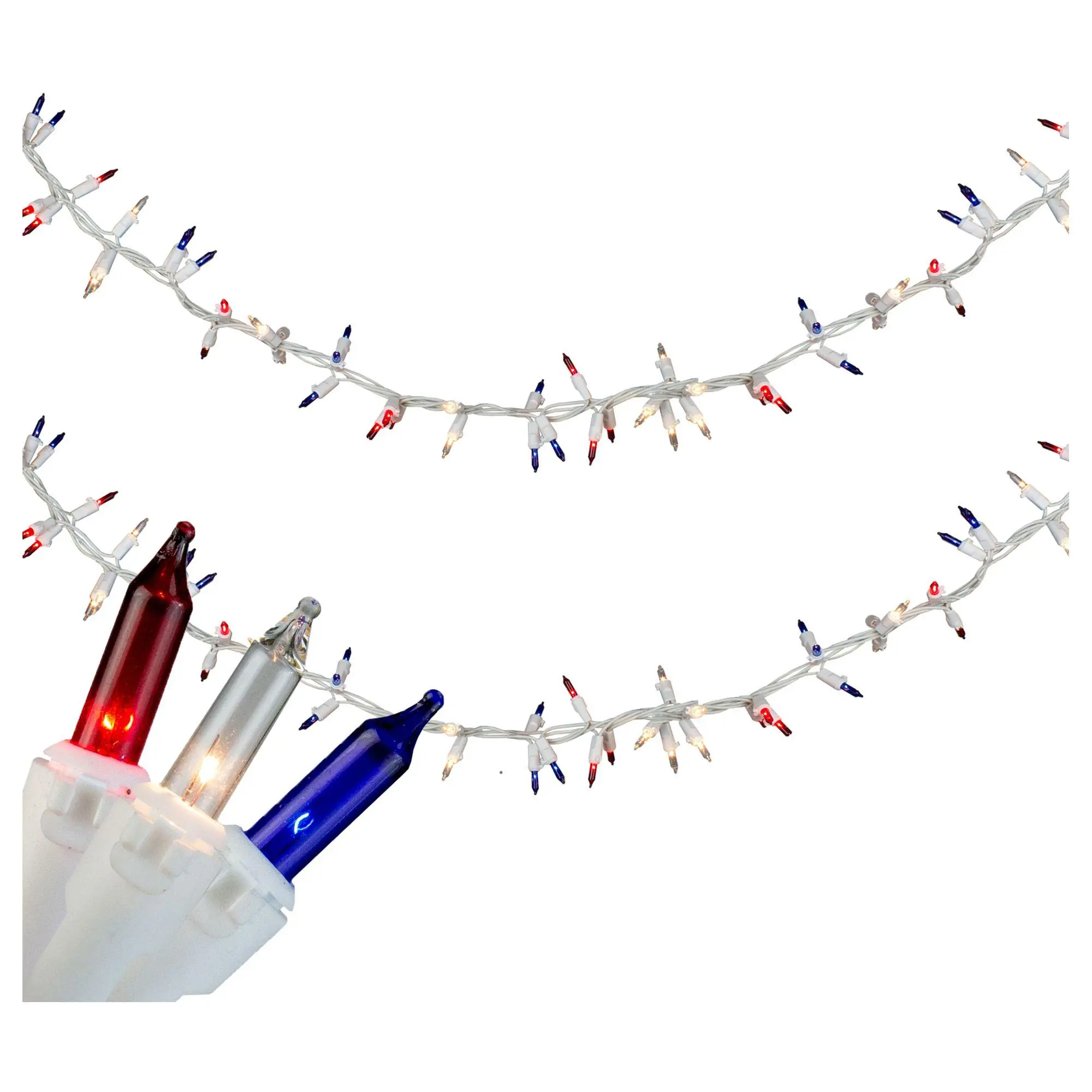 Northlight 5.6' (105ct) Red/Cl ear/Blue Mini L ight Garland