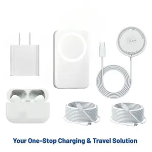 Us Plug 6-In-1 Integrated Charging & Audio Support Kit, Portable Device with Magnetic Power Bank, Wireless Charger, Type-C Cable, Adapter, Magsafe Portable Charger