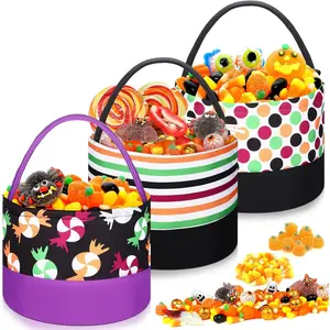 3 count Halloween Bags Pumpkin Bucket Candy Buckets for  Halloween  Baskets  Bags