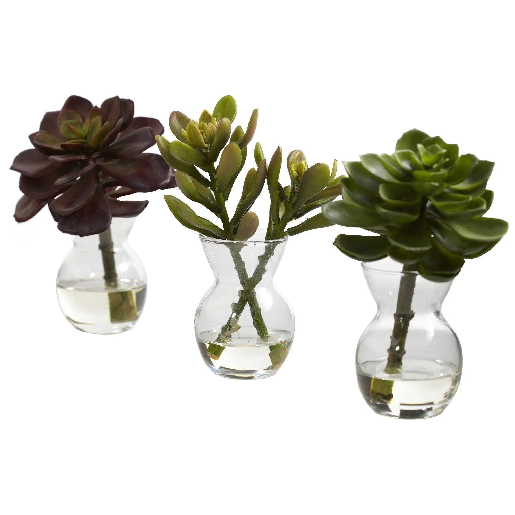 3-Piece Artificial Succulent Arrangements Set - Decorative Fake Greenery, Botanical Aesthetic Home & Office Decor Accents, Giftable Plants, Home Decor
