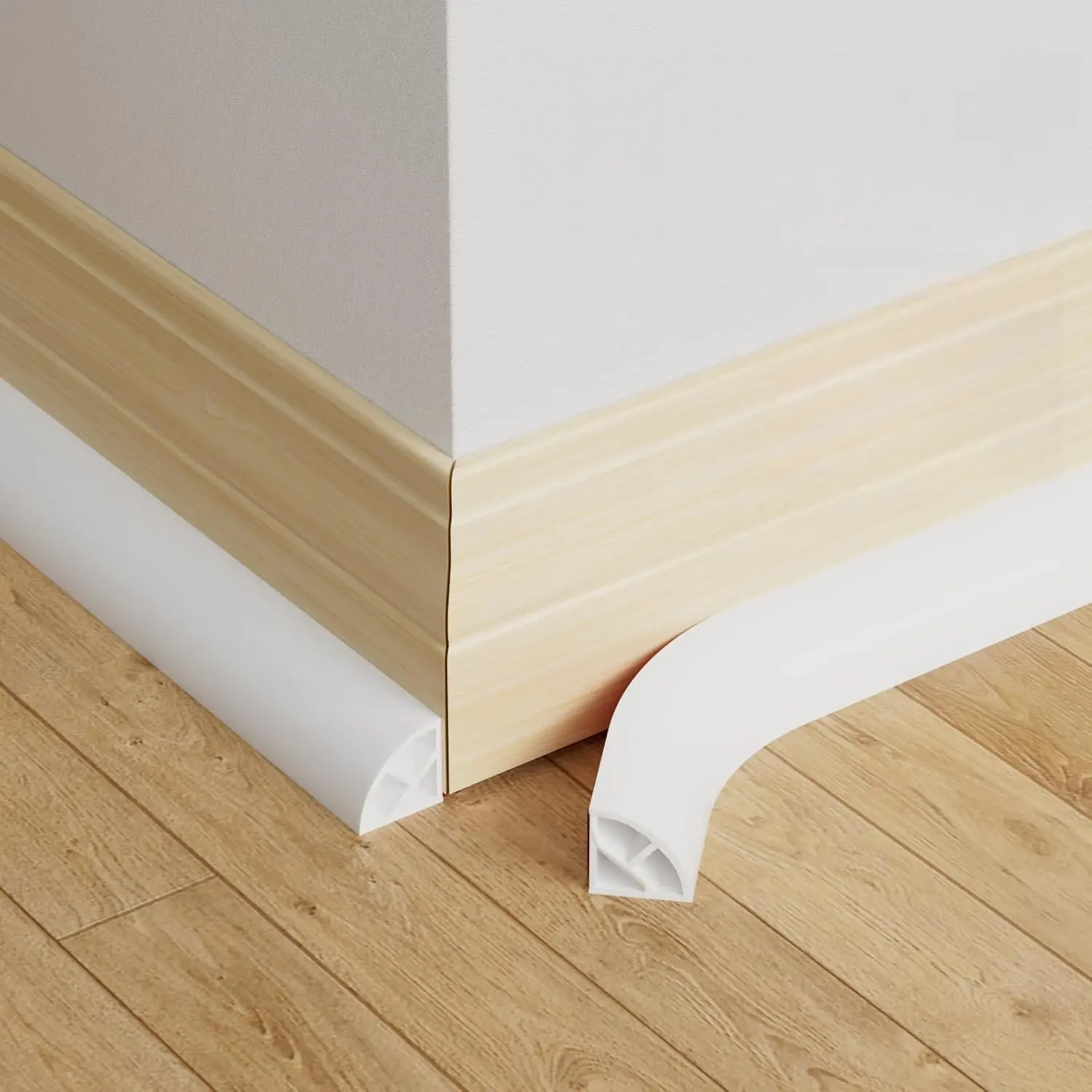 1PC 1/2m Flexible Quarter Round MoldingCaulk Strip for Wall Edge Floor Corner,Bendable Self-Adhesive Baseboard Trim