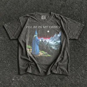 I'll Be In My Office T-Shirt, Vintage Fantasy Wizard Meme Shirt, Funny Renaissance Faire Top, Dunge0ns and drag0ns gifts, Tabletop RPG D&D Shirt, D20 Meme Tee