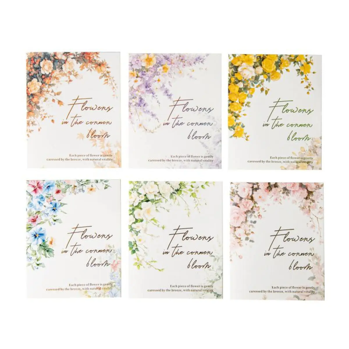 60 pieces of corner flower theme PET waterproof self adhesive material retro style DIY handbook decoration base material stickers