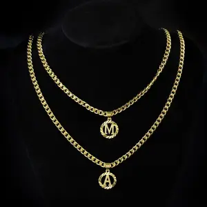 Adjustable Gold Plated Cuban Link Initial Pendant Necklace, Custom A-Z Monogram Letter Necklace, Personalized Hip Hop Alphabet Chain, Trendy Statement Gold Initial Jewelry for Men & Women, Customizable Streetwear Accessory