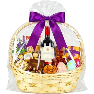 Cellophane Bags,35x47 Inch Big Clear Basket Bags 10 count  Cellophane/Cello Wrap for  Baskets