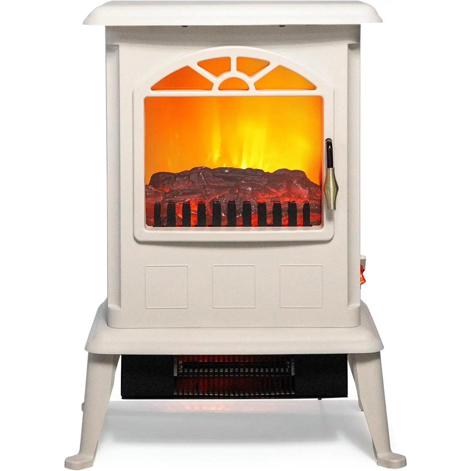 ROVSUN 22.4”H Electric Fireplace Stove w/Realistic Flame Effect, Infrared Quartz Freestanding Heater for Indoor, w/Overheat & Tip-Over Protection, 2 Heat Settings 1000W/1500W, ETL Certified, White, Bedrooms, (16.6 X 10.7 X 22.4) Inches, 12.3 Lb / 5.56 Kg,