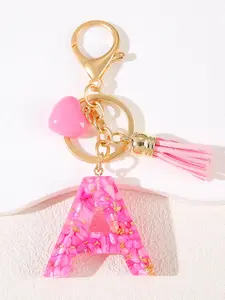 1pc Alphabet Initial Letter Keychain accessories Trendy Cute Keychain Cute love Shaped Resin Charm with Ring and Purse Bag Backpack key rings Accessory Keychain for Bags Unique Women's Gift Idea for Friends Family Cute Charms Keychain
