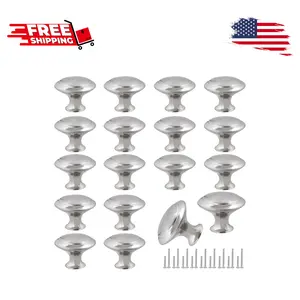 30mm Silver Cabinet Knobs - 18 Pieces Drawer Pulls for Dressers, Kitchen, Cabinets With Screw Silver