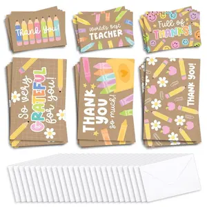 Teacher Thank You Cards with Envelopes 24 Pack 4x6 Bulk – Teacher Appreciation Cards from Students End of Year Christmas Valentines Day Gifts