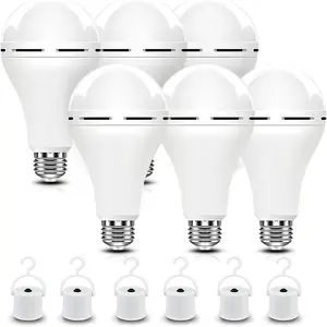 6-Pack 18W Rechargeable Bulbs – Emergency Lights for Power Outages, 108W Equivalent, 1100LM, 6500K Soft White, E27 Base, Portable Backup Power