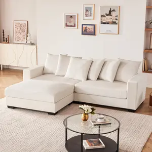 【4-5Packages】 101.6" Deep Seat Modular Sectional Sofa, Comfy Corduroy Sectional Couches for Living Room, L-Shaped Upholstered Cloud Couch with Chaise, Widened Armrests for 4 People