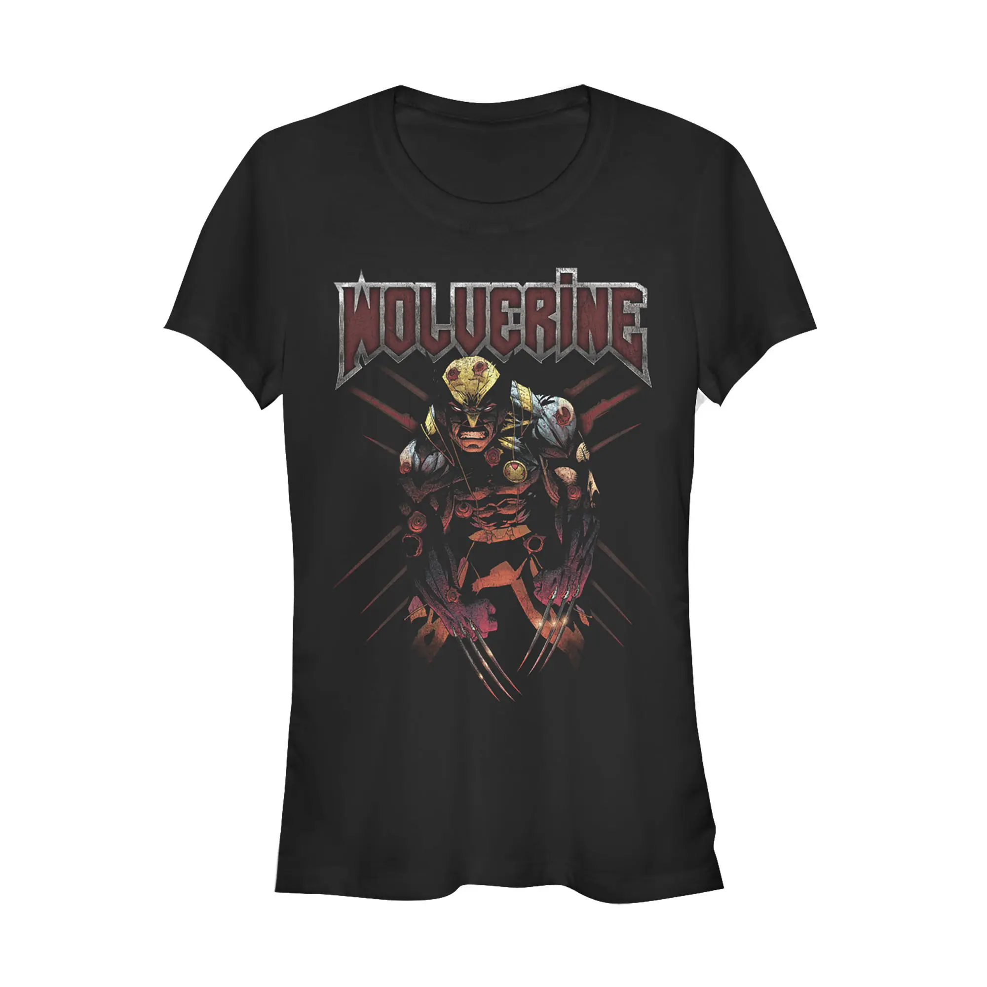 Juniors Womens Marvel X-Men Wolverine Scratch T-Shirt