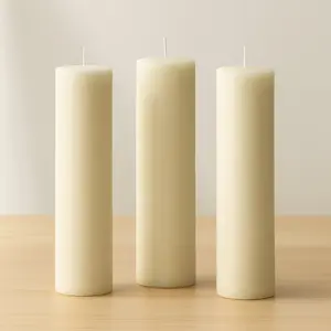 6-Pack Unscented Pillar Candles – Dripless 3"x12" Ivory Paraffin Wax with Smokeless Cotton Wicks, Clean & Long-Lasting 120-Hour Burn