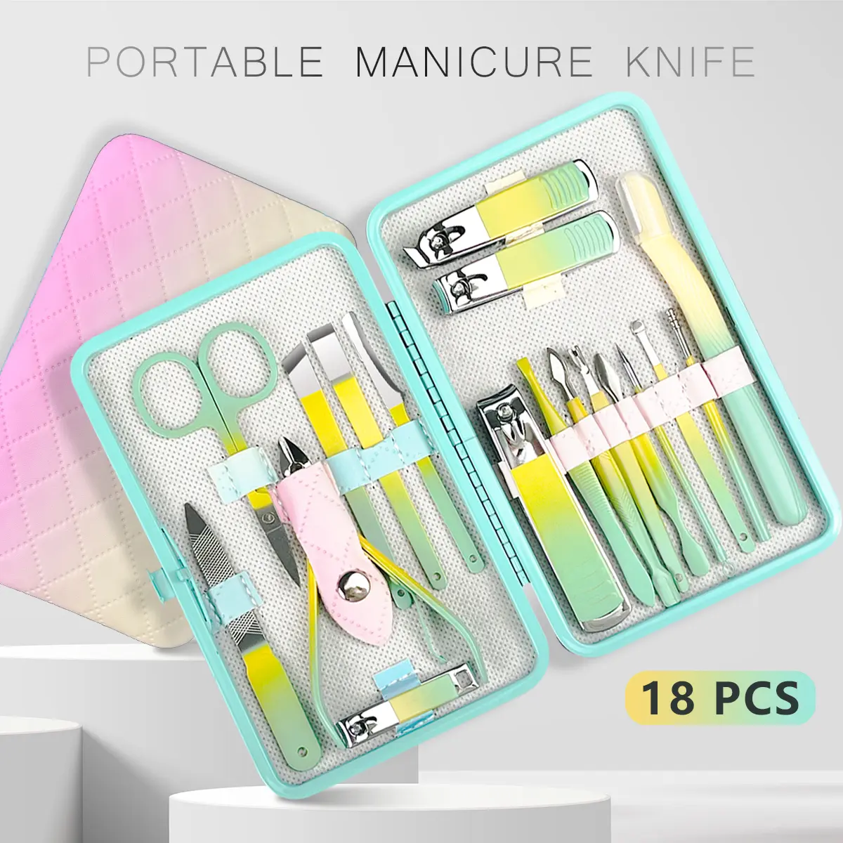 18-in-1 Durable and Precise Professional Stainless Steel Manicure Nail Kit - Nails Set with Luxurious Leather Travel Case, Ideal Home Supplies Organizer Gift, Travel Size