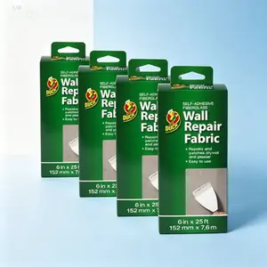 Self-Adhesive Drywall Repair Fabric, 6-Inch by 25 Feet Roll, White Patch and Tape, Tear-Resistant for Wall Repair, Single Roll, Easy Application, Textured Surface Blend (Pack of 4)