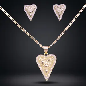 18K Gold Filled Heart Zirconia Jewelry Set | Oro Laminado Talos Nugget