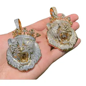 Iced Out Zirconia Lion Pendant Necklace Cubic Zircon for Men And Women Hip Hop Jewelry