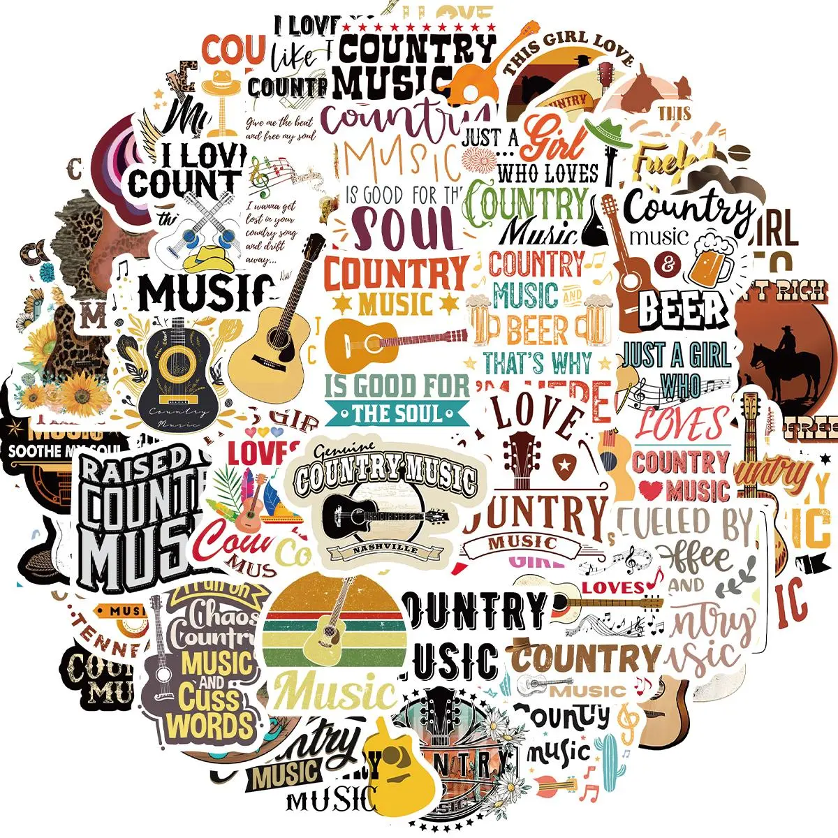 Country Music Singer Sticker, 50pcs/set Song Lyrics Sticker, Music Album Sticker for Fans Concerts, Country Pop Sticker for Laptop, Water Bottle