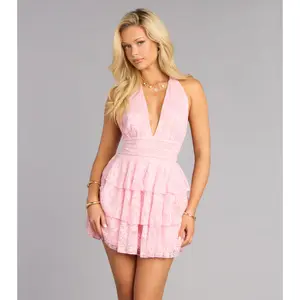 Soft Glam Agenda Lace Ruffle Skater Dress