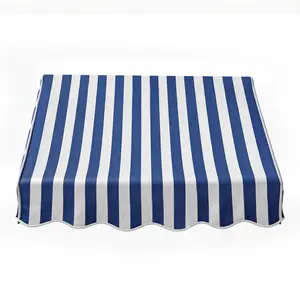 4ft Striped Window Door Awning Sun Shade Canopy, Waterproof Outdoor Patio Cover with Weather-Resistant Iron Frame & 180g Polyester Fabric, Iron & Poly Material for Residential Use