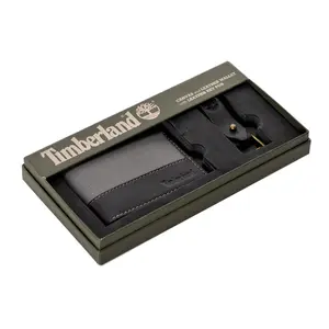 Timberland Men's Canvas Leather Billfold Wallet with Key FOB