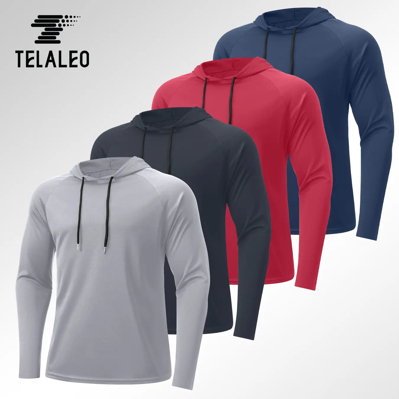 4 Pack Men's Drawstring Sports Hoodie, Long Sleeve Fitted Athleisure Fitness Clothes for Athletic Training & Exercise, Athletic Training Apparel, Hooded Fitted Top Men's Sports Hoodie